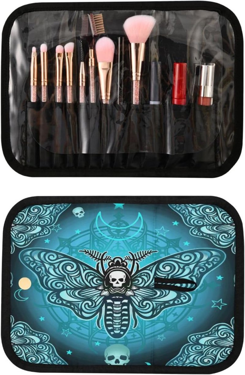Goth Toiletry Bag Set - Butterfly Skull Makeup Organizer | 3-Piece Travel Cosmetic Bags