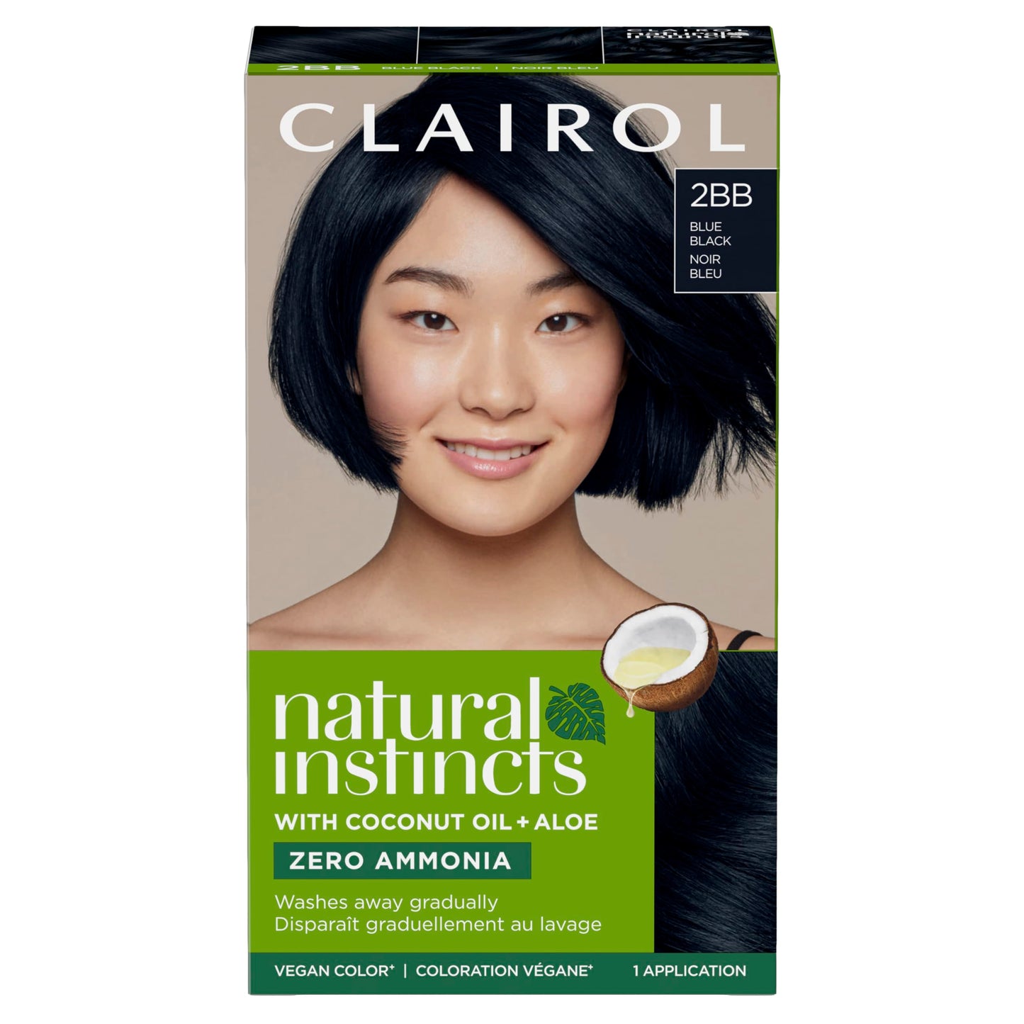 Clairol Natural Instincts Demi-Permanent Hair Dye, 2BB Blue Black | Ammonia‑Free, Vegan Hair Color with Coconut Oil & Aloe Vera | Pack of 1