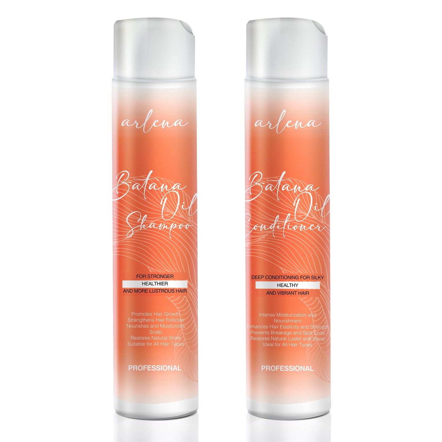 Arlena Batana Oil Shampoo and Conditioner Set - Made in USA - Promotes Hair Growth, Deep Conditioning, Nourishing & Moisturizing for Silky, Healthy, Lustrous Hair - Ideal for All Hair Types, Clear