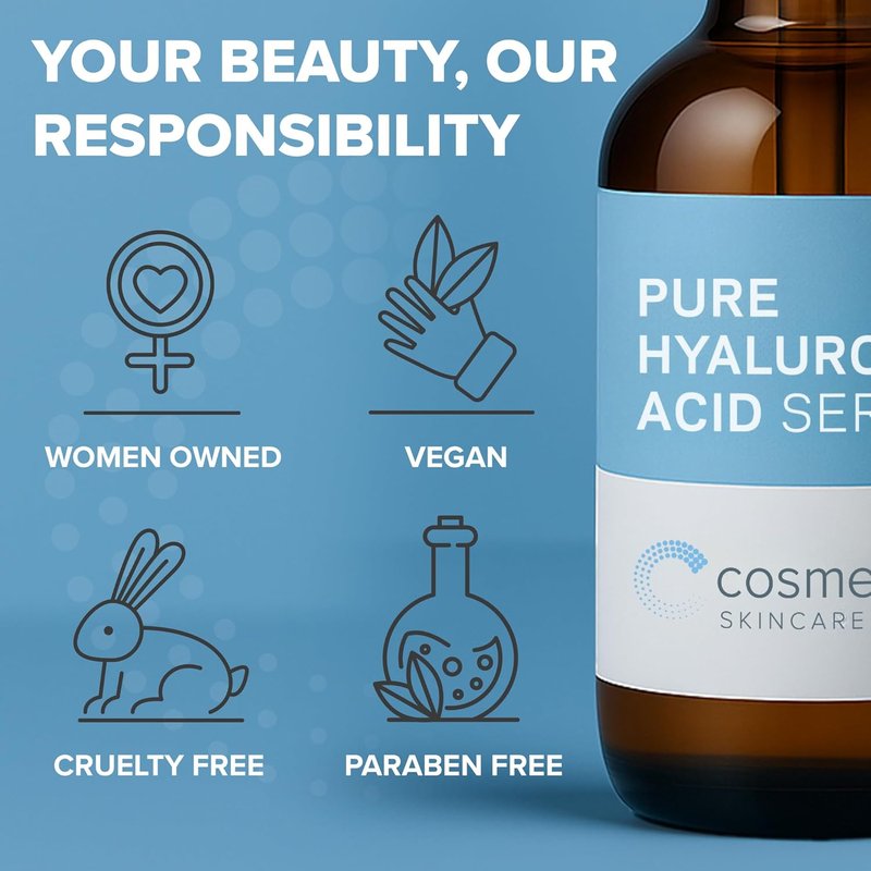 Hyaluronic Acid Serum - 100% Pure Anti-Aging Hydration | Non-Greasy, Paraben-Free, 8 oz