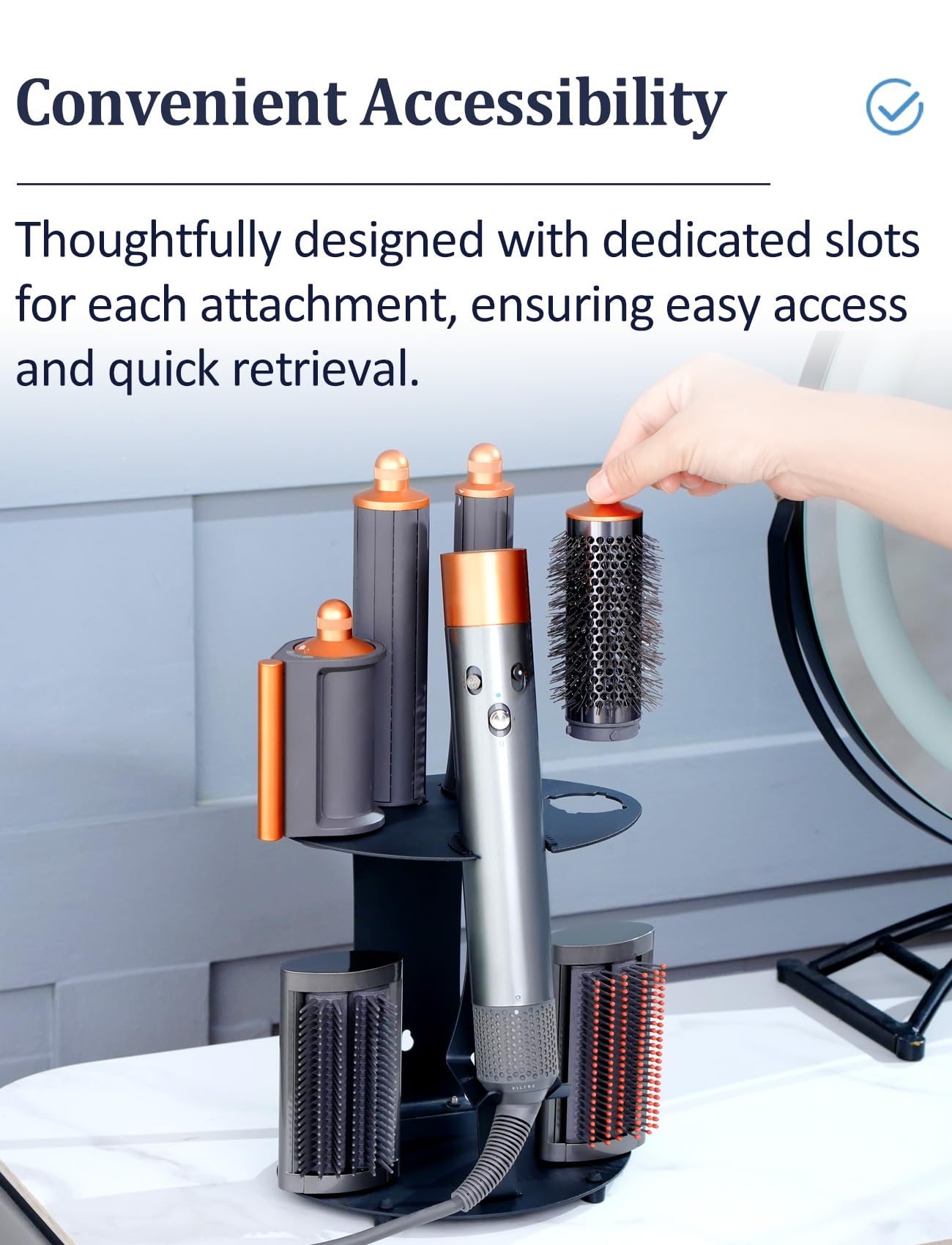 Puregad Curling Iron Storage Holder Attachments Compatible with Dyson Airwrap Organizer Wall Mounted Stand, Hair Wrap Rack on Desktop Accessories for Home/Bathroom