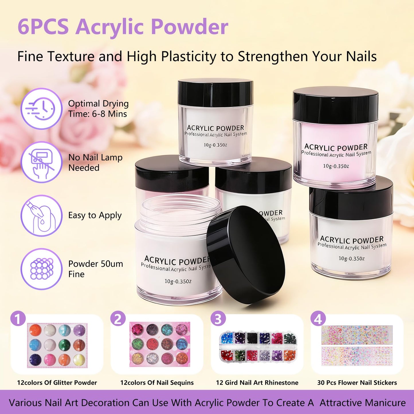 NIQZOPA Acrylic Nail Kit for Beginners: Professional Nail Kits with Everything - Acrylic Powder Liquid Set Nails Starter Kit With Drill and UV Light - Beginner Nail Tech Kit for Home Salon in Pink Bag