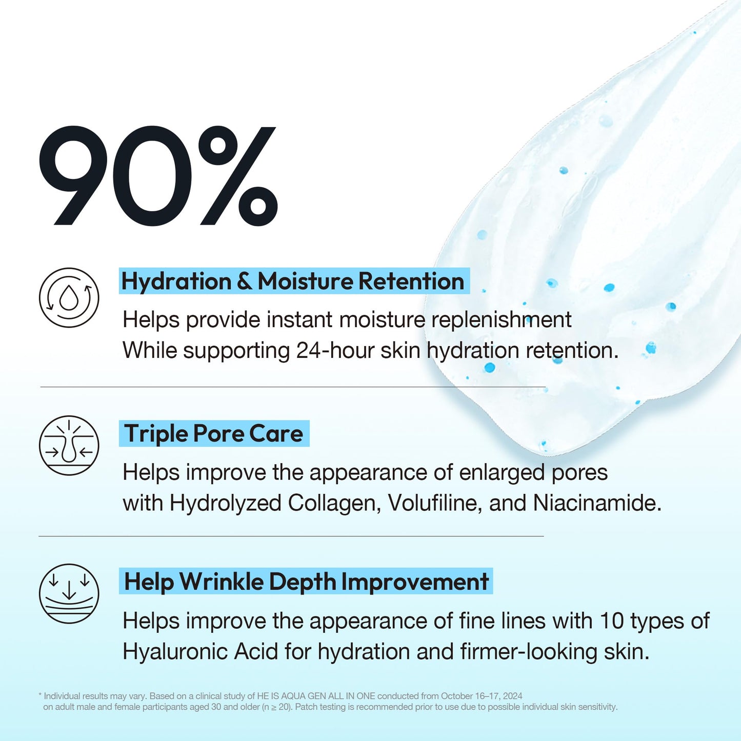 LAB BY He is_ Men's Face Moisturizer Gel - Korean All-in-One Skin Care with Hyaluronic Acid & Niacinamide, Hydrating Serum, 24H Oil Control & Pore Minimizing for Oily Skin, 3.71 fl oz