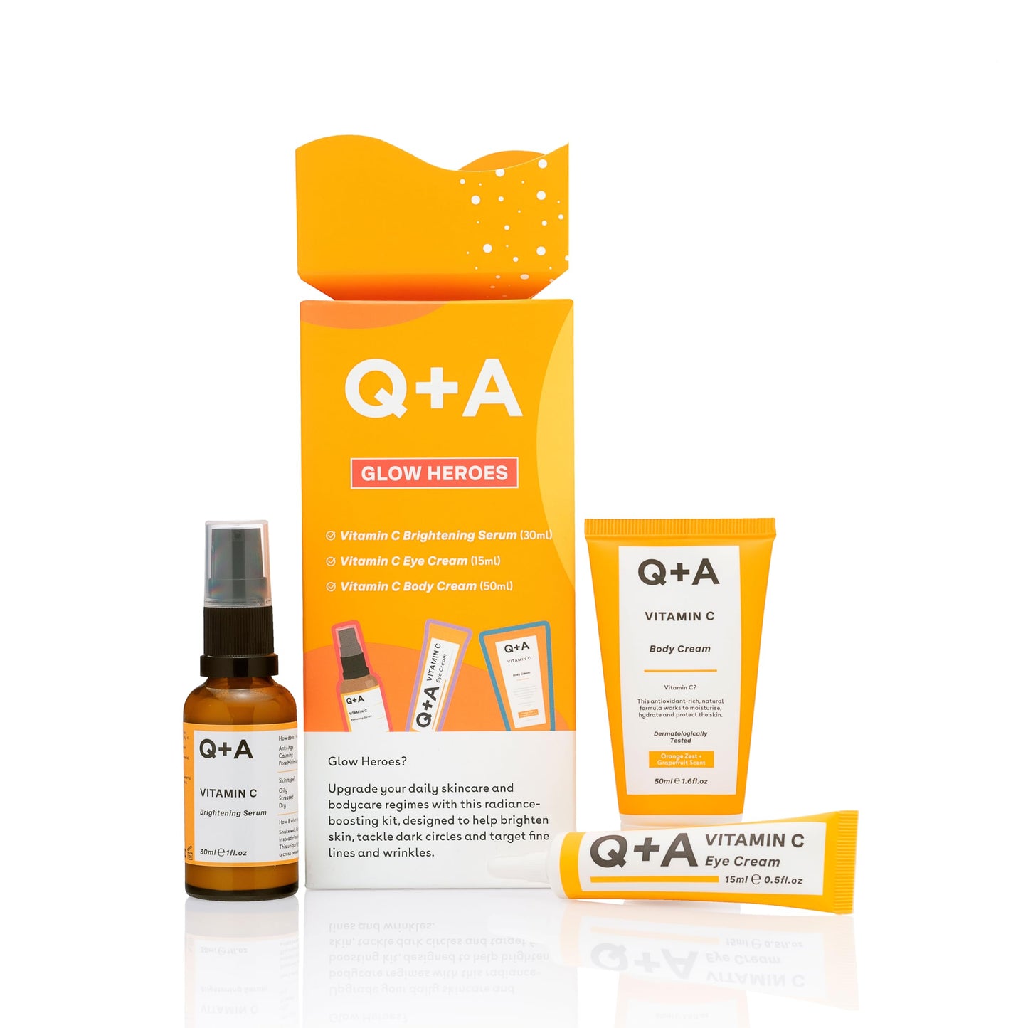 Q+A Holiday Heroes Skincare Giftset – 4-Step Regime with Oat Milk Cleanser, Niacinamide Toner, Hyaluronic Acid Serum, Ceramide Face Cream – Vegan, Cruelty-Free, UK Made, Nourishing and Hydrating