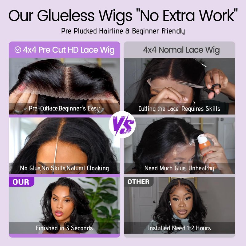 UVVUVV Bob Wig Human Hair 4x4 Frontal Lace Wig 10 Inch Body Wave 180% Density HD Lace Front Wigs Human Hair Pre Plucked Bob Wigs for Women (10 inch, Natural Black)