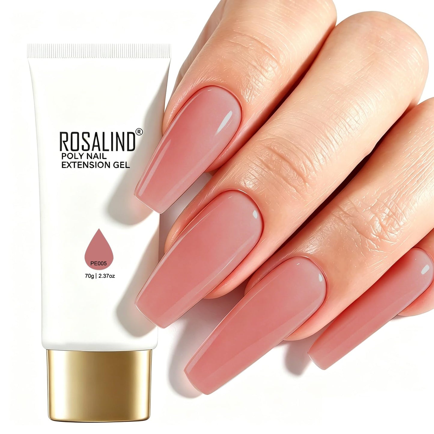 ROSALIND Large Tubes Rose Pink Poly Nail Gel, 2.37oz/70g Nail Extension Gel, Rose Pink Poly Hard Gels for Beginner & Professional Nail Art, Nail Strengthener 3D Molding Gels Salon DIY at Home