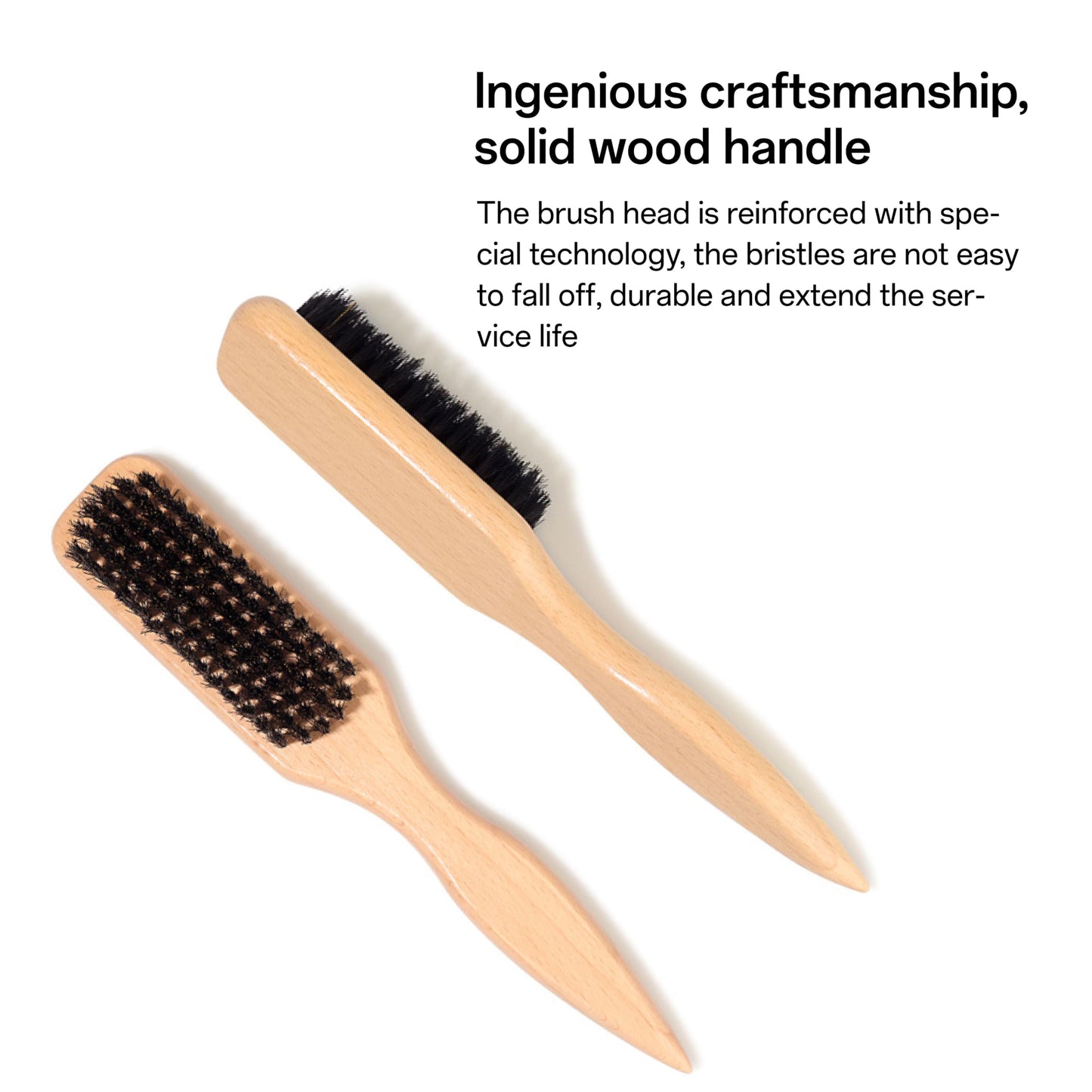 IIUIKOO Boar Bristle Slick Back Hair Brush - Soft Bristles for Fine Hair & Smoothing, Polishing Brush for Men Women Kids, Edge Control & Styling Hairbrush