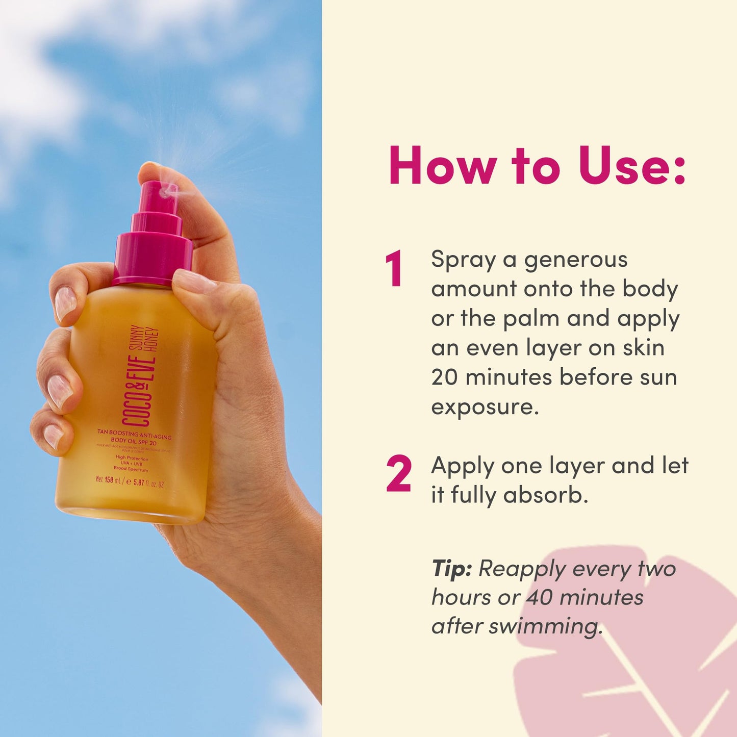 Coco & Eve Tan Boosting Anti-Aging Body Oil - Tanning Accelerator Spray, UVA UVB Sun Protection | Moisturizing Outdoor Bronzing Enhancer with Natural Ingredients, Antioxidants (5.07 Fl Oz)