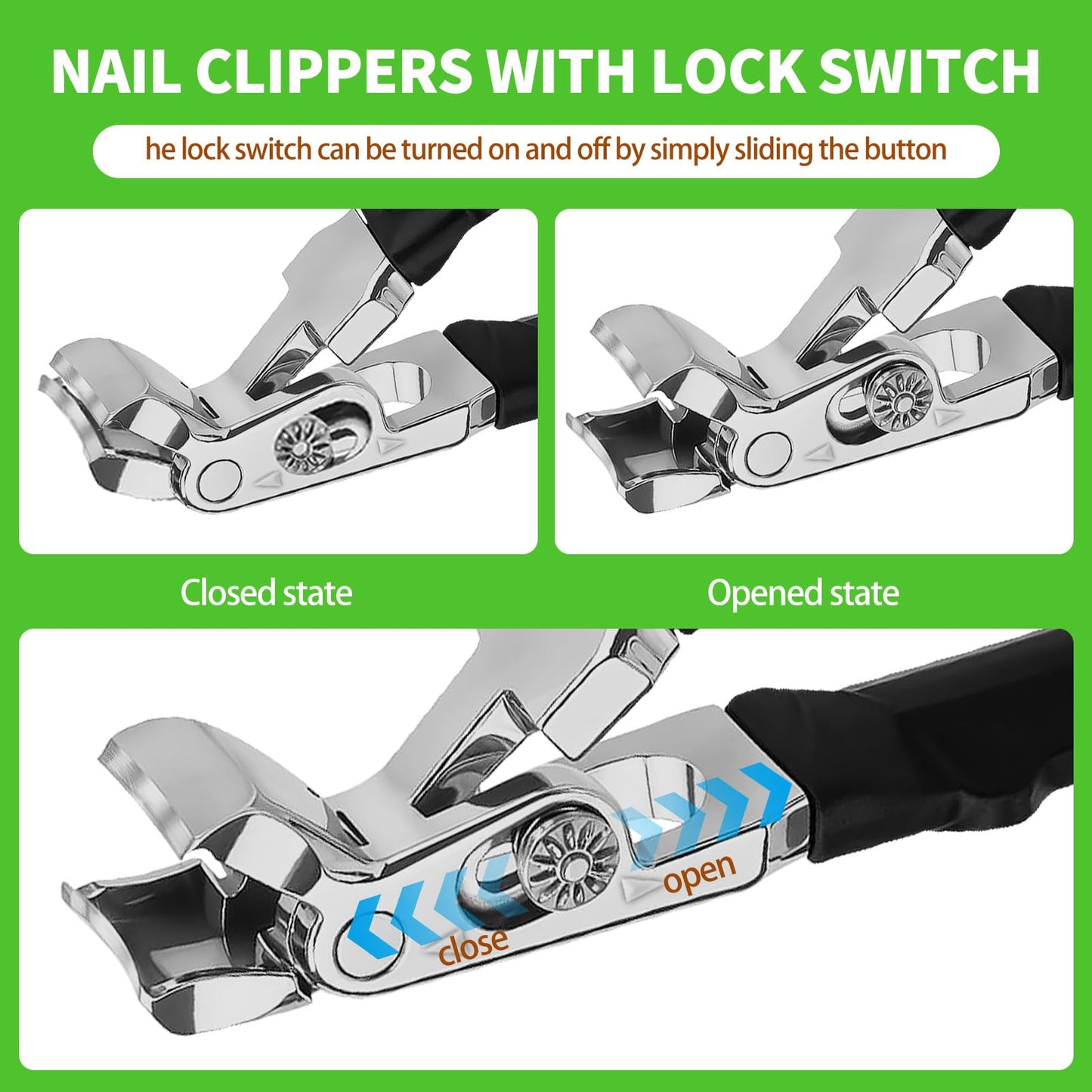 Toenail Clippers Sets for Thick Toenails for Seniors Ultra Slanted ingrown Nail Clippers with Catcher Long-Handled Curved Wide Jaw Opening Non-Slip Heavy Duty toenail Clippers