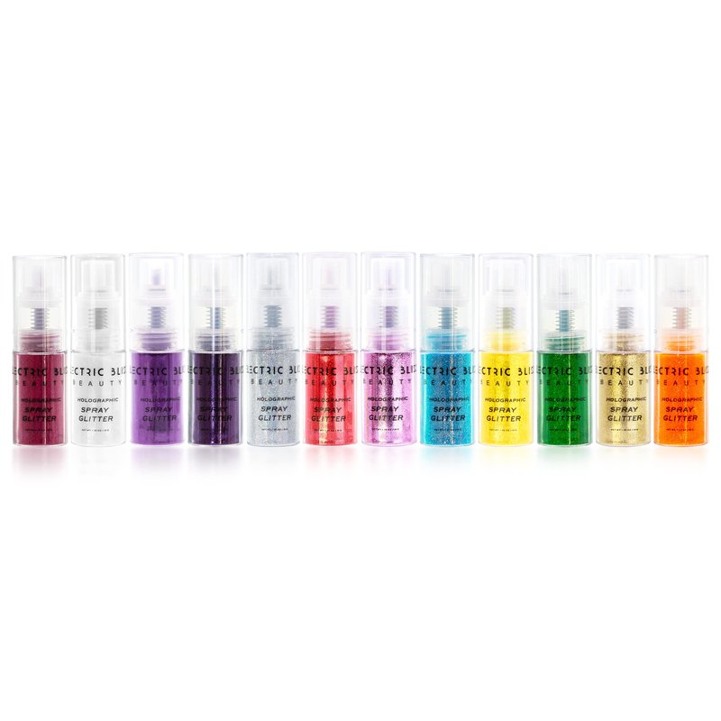 Electric Bliss Beauty Holographic Silver Glitter Spray - Shiny Body Glitter Spray, Hair Glitter Spray for Hair & Body Face Glitter, Eye Glitter, Rave Glitter Festival Accessories
