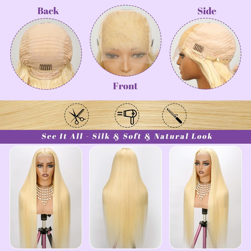 NBRUW 613 4x4 Bob Lace Front Wig Human Hair 200 Density 10 Inch Straight Bob Blonde Wig Human Hair 4x4 200 Density HD Lace Front Closure Wigs Human Hair Blonde Pre Plucked for Women