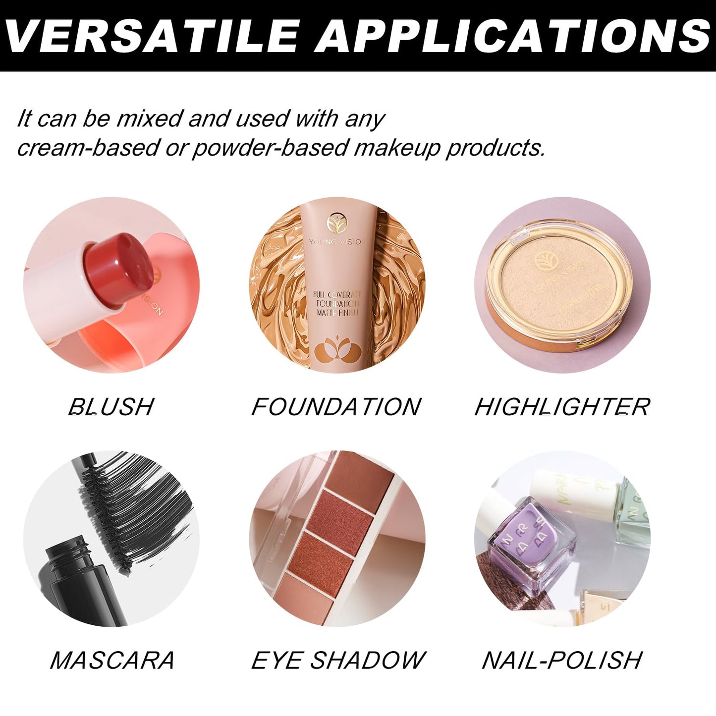 YOUNG VISION Makeup Mixing Liquid, Eyeshadow/Foundation Mixing Medium Makeup, Eyeliner Sealer, Pigment Enhancer, Durability Waterproof Transparent Make up Fixer Liquid Drops, 9ml/0.3 fl oz