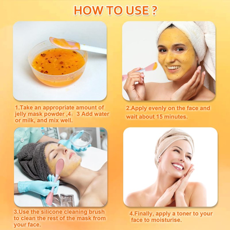 Ouhans Jelly Mask Powder For Facials,Vitamins C Jelly Face Mask,Professional Peel Off Face Mask Powder For Fight Fine Lines Brightening&Nourishing to Your Skin,Rubber Mask,DIY Spa 23 Floz