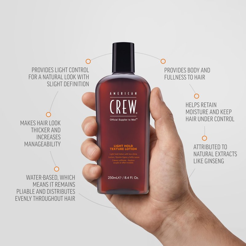 American Crew Men's Hair Texture Lotion, Lightweight, Light Hold for Fine & Thin Hair, Natural Finish & Low Shine, 8.4 fl oz