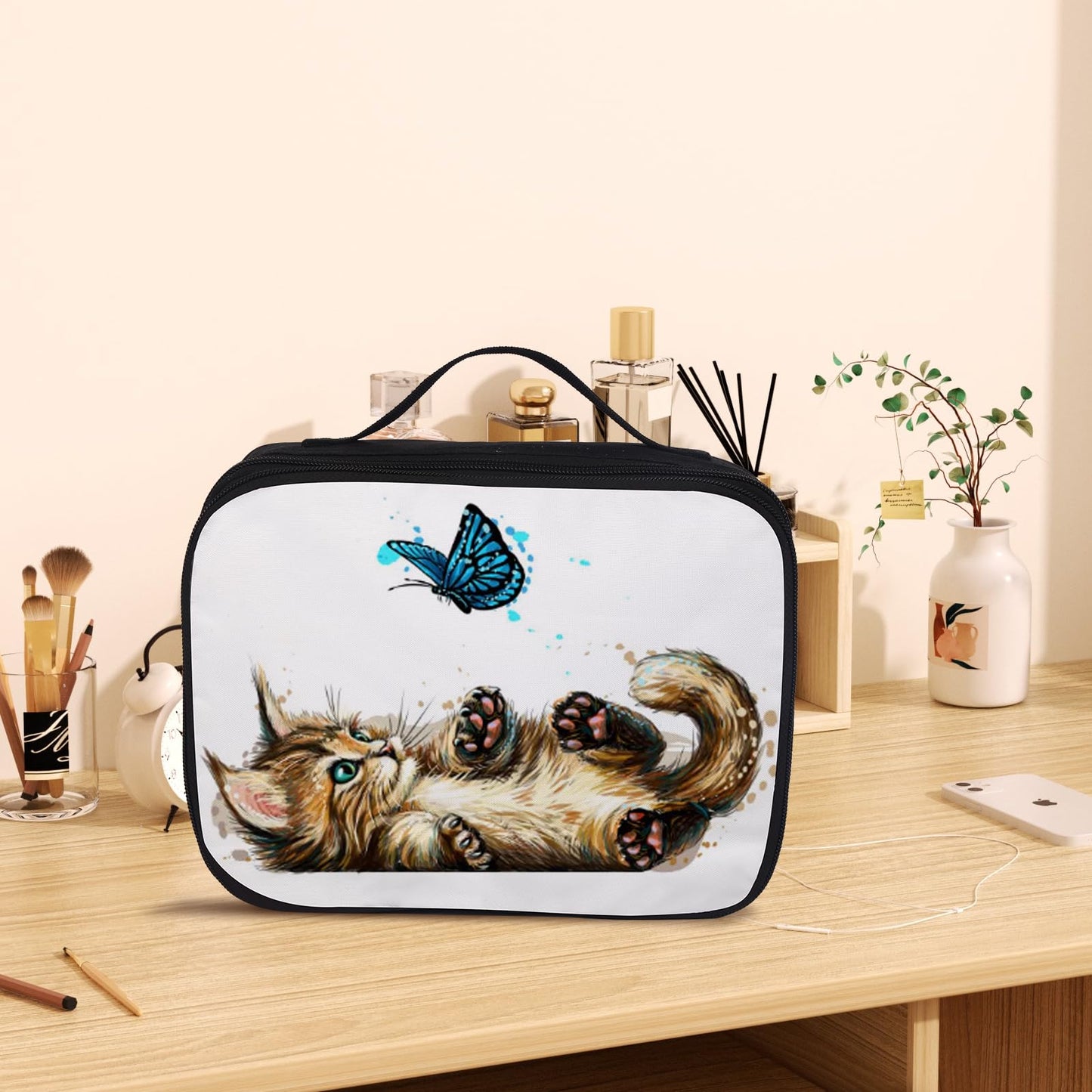 4pcs Sublimation Blanks Makeup Bag,Sublimation Blanks Cosmetic Bag Makeup Bag Bulk Travel Toiletry Bag With Zipper Pouch Insulated Lunch Bag Heat Transfer Removable Sublimation Bags for DIY Craft