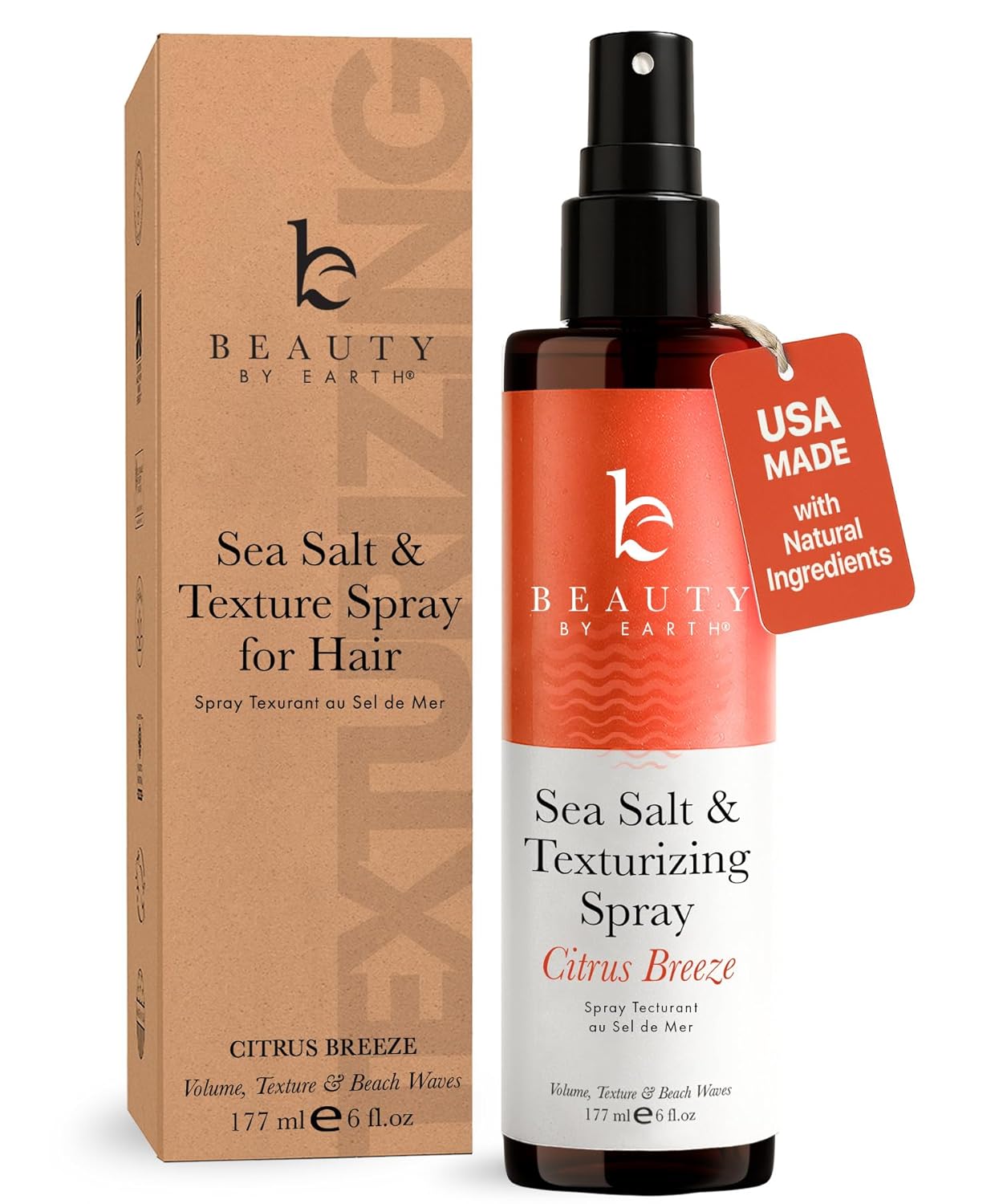 Sea Salt Spray for Beach Waves - Aloe-Infused Texture & Volume Spray for All Hair Types | 6oz, Ocean Waves Scent