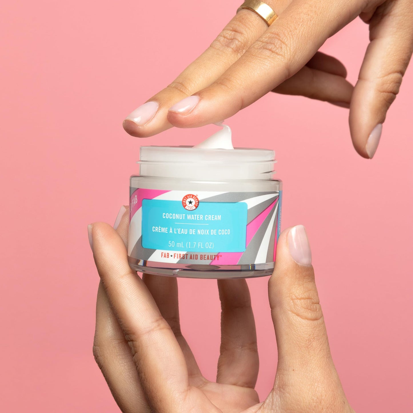 First Aid Beauty Hello FAB Coconut Water Cream – Lightweight Oil-Free Face Moisturizer 1.7 oz.