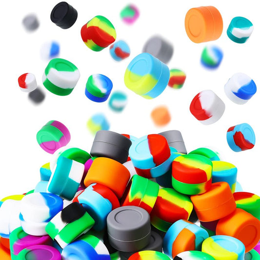 Outus 300 Pcs 2 ml Silicone Wax Containers Non-stick Silicone Wax Containers Multi Use Storage Jars Oil Concentrate Bottles for Home Kitchen Travel, Assorted Colors
