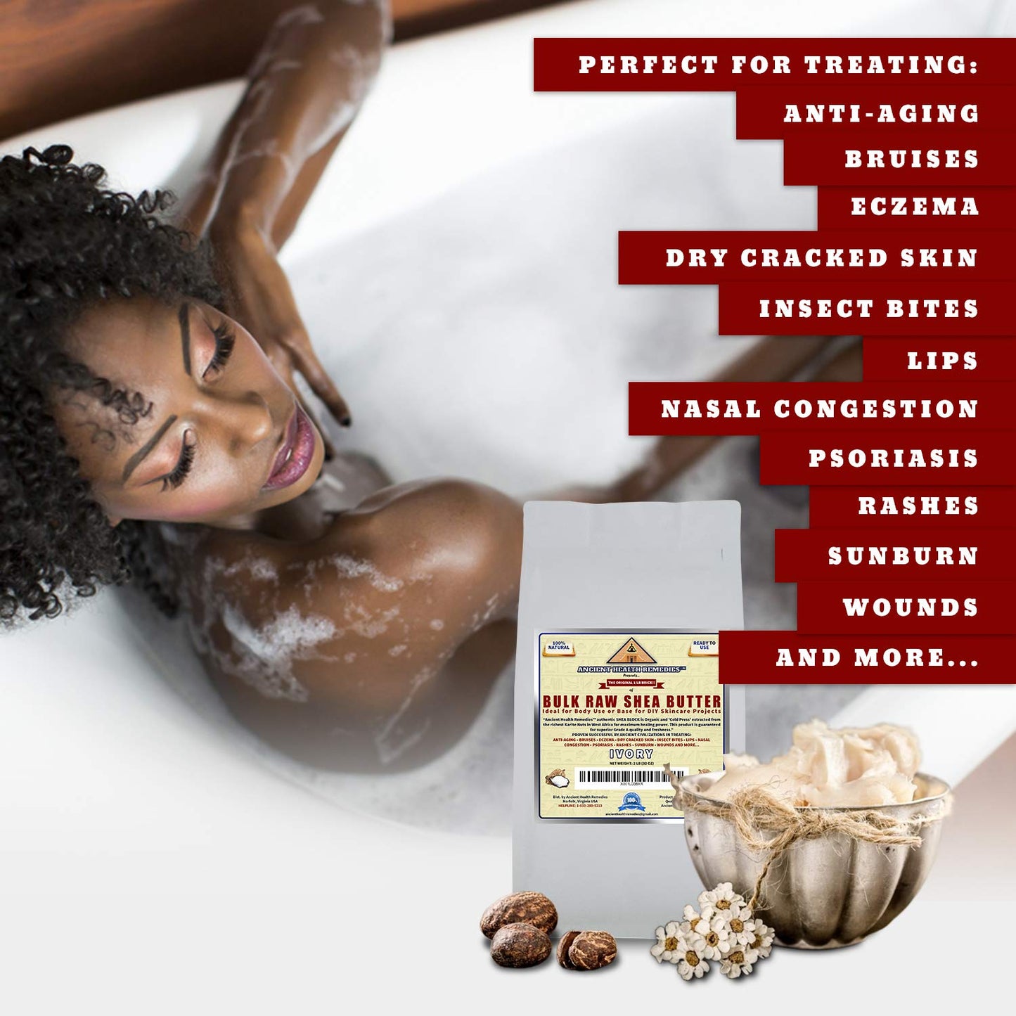 ANCIENT HEALTH REMEDIES Organic Unrefined Raw AFRICAN IVORY WHITE SHEA BUTTER BLOCKS/JAR Bulk Size Grade A for Anti Aging Dry Skin Base for DIY Body Butter, Beauty(Ghana) (10-3/8 x 5-1/4 x 3)