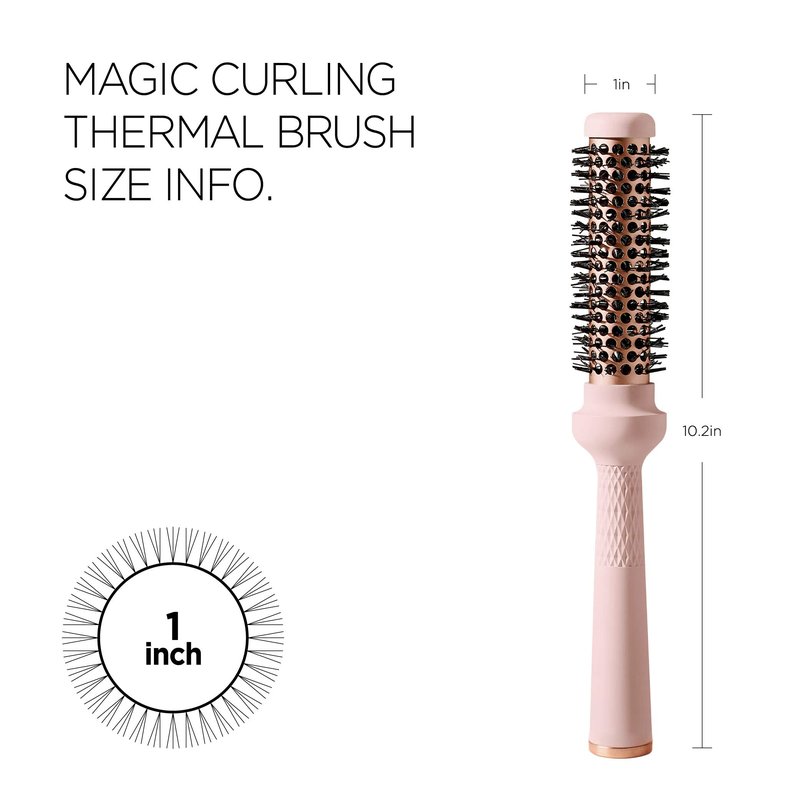 F3 Systems Magic Curling Round Brush (1 Inch) - Non-electronic, Self-Standing Round Brush, Great Blowout, Ceramic Coated Barrel, Quick Styling, Ionic Thermal Barrel, Volumizer, Styler