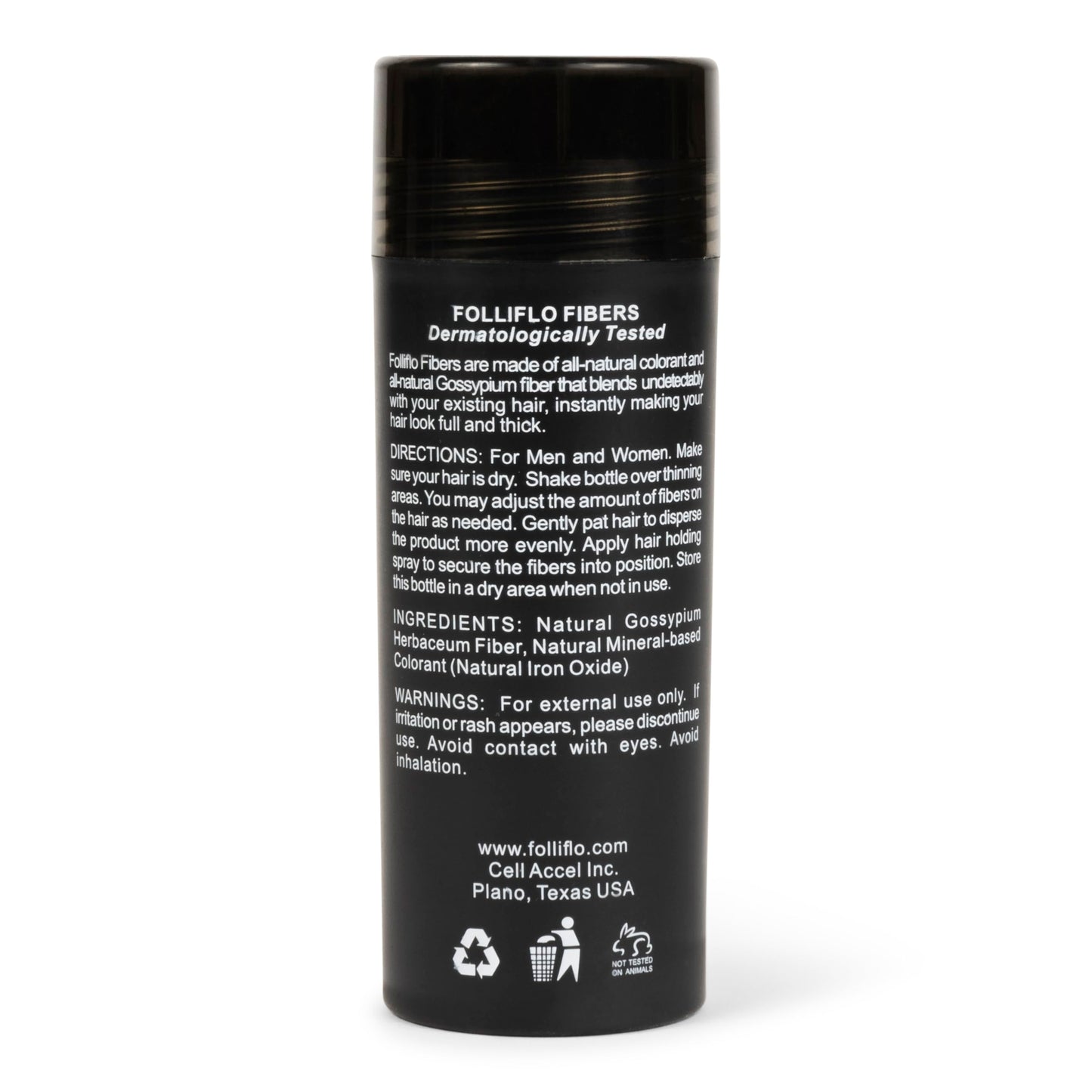 Folliflo Hair Fibers for Thinning Hair Concealment – Instant Fiber Spray & Filler Powder for Fuller-Looking Hair (Black)