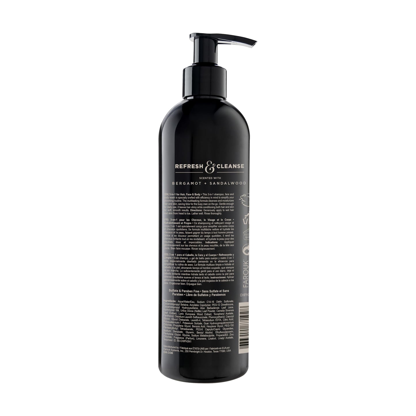 CHI pour Homme 3-in-1 Cleansing Hair, Face & Body Wash for Men, 11.5 oz