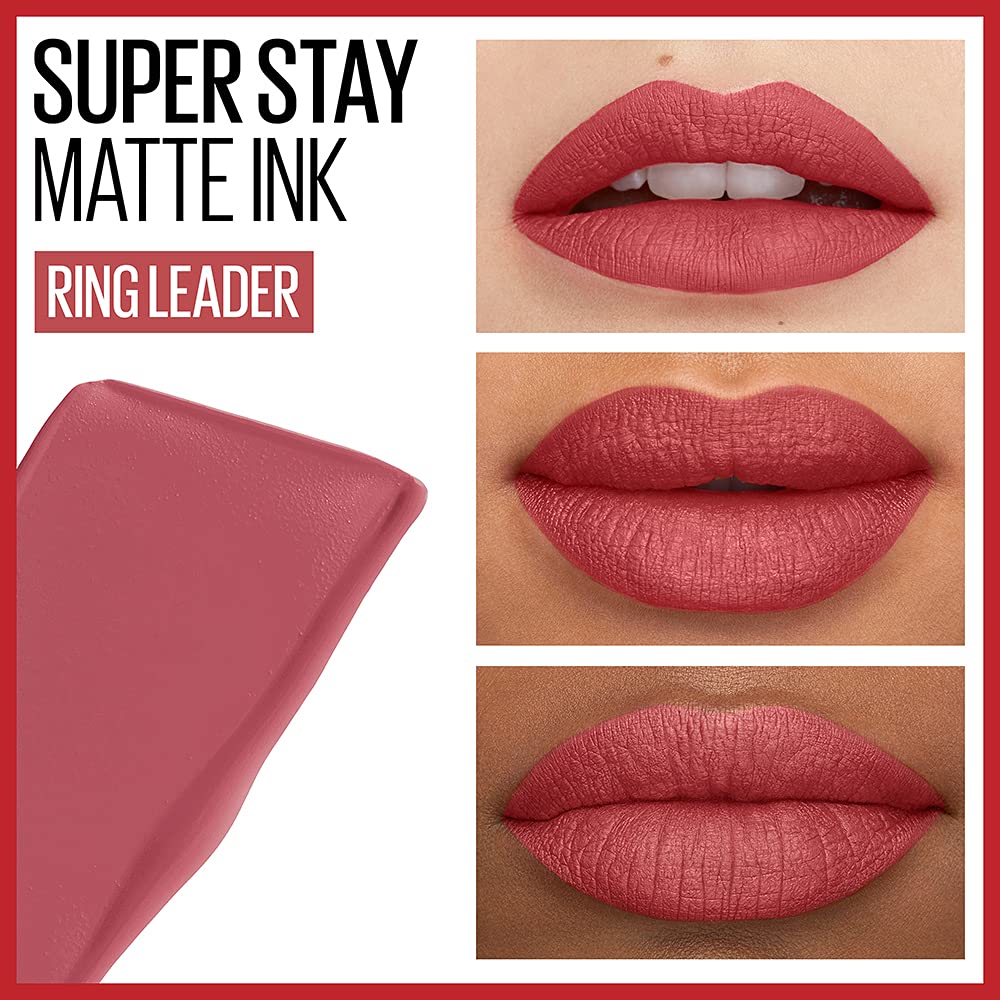 Maybelline Super Stay Matte Ink Liquid Lipstick - Long Lasting 16H Wear | Pathfinder Berry Pink & Ringleader Mauve Pink