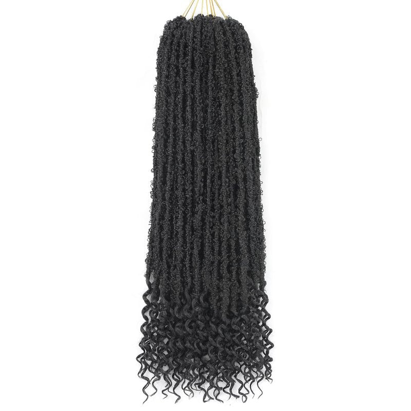 Long Butterfly Locs Crochet Hair With Goddess Locs Curly Ends 28 Inch Distressed Locs Crochet Hair For Black Women Hair Extensions (28 Inch, 6packs,1B)