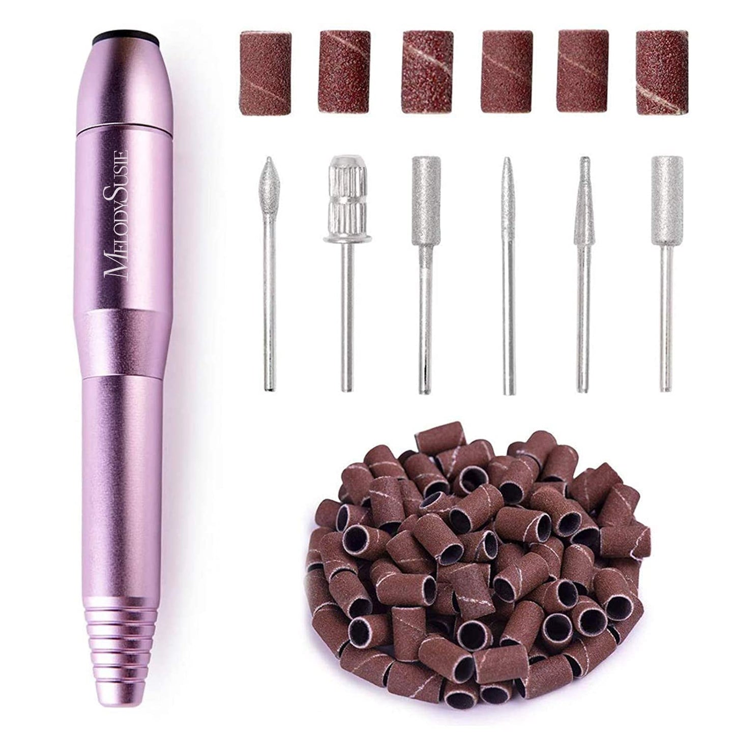 MelodySusie Portable Electric Nail Drill with Upgrade Round Shape Pedicure Bit