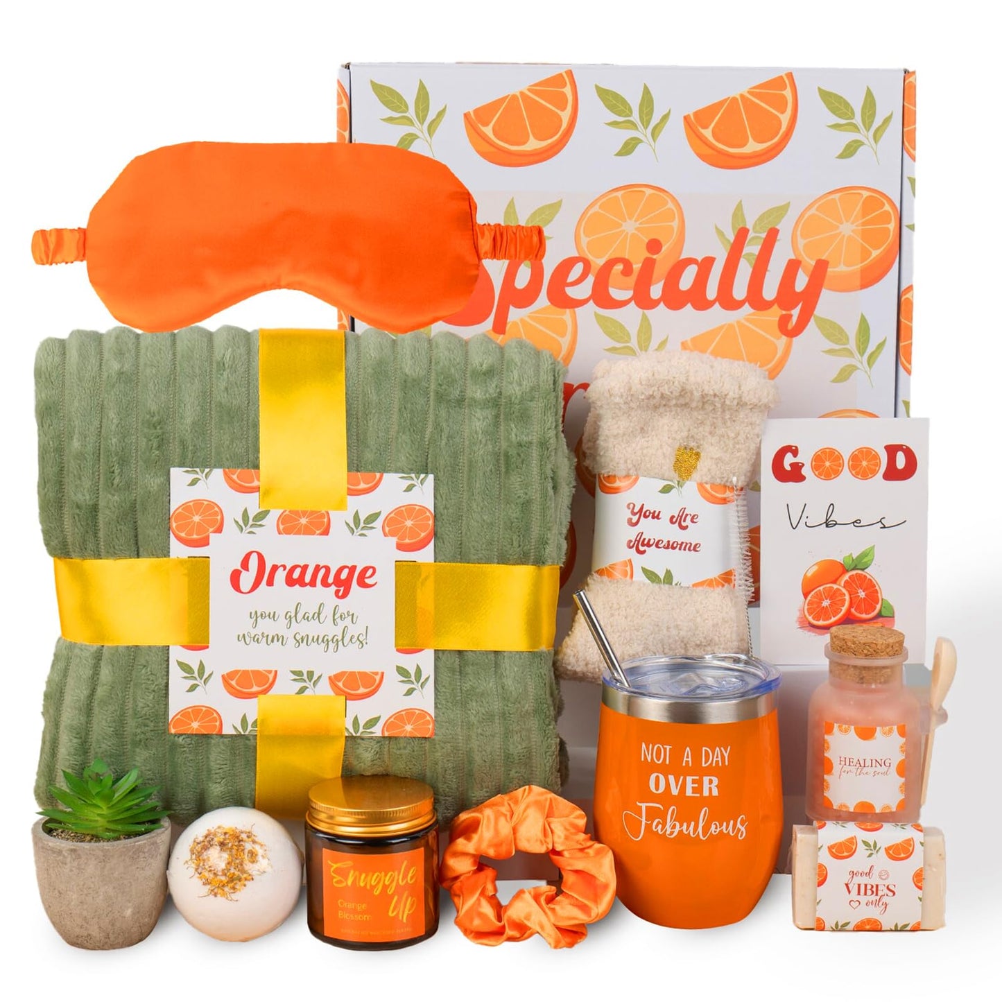 Care Package For Women, Fall Gift Baskets, Self Care Gifts for Women, Get Well Soon, Orange Fall Themed Gifts for Woman, Relaxation Spa Gift Baskets, Thinking of You Birthday Gift
