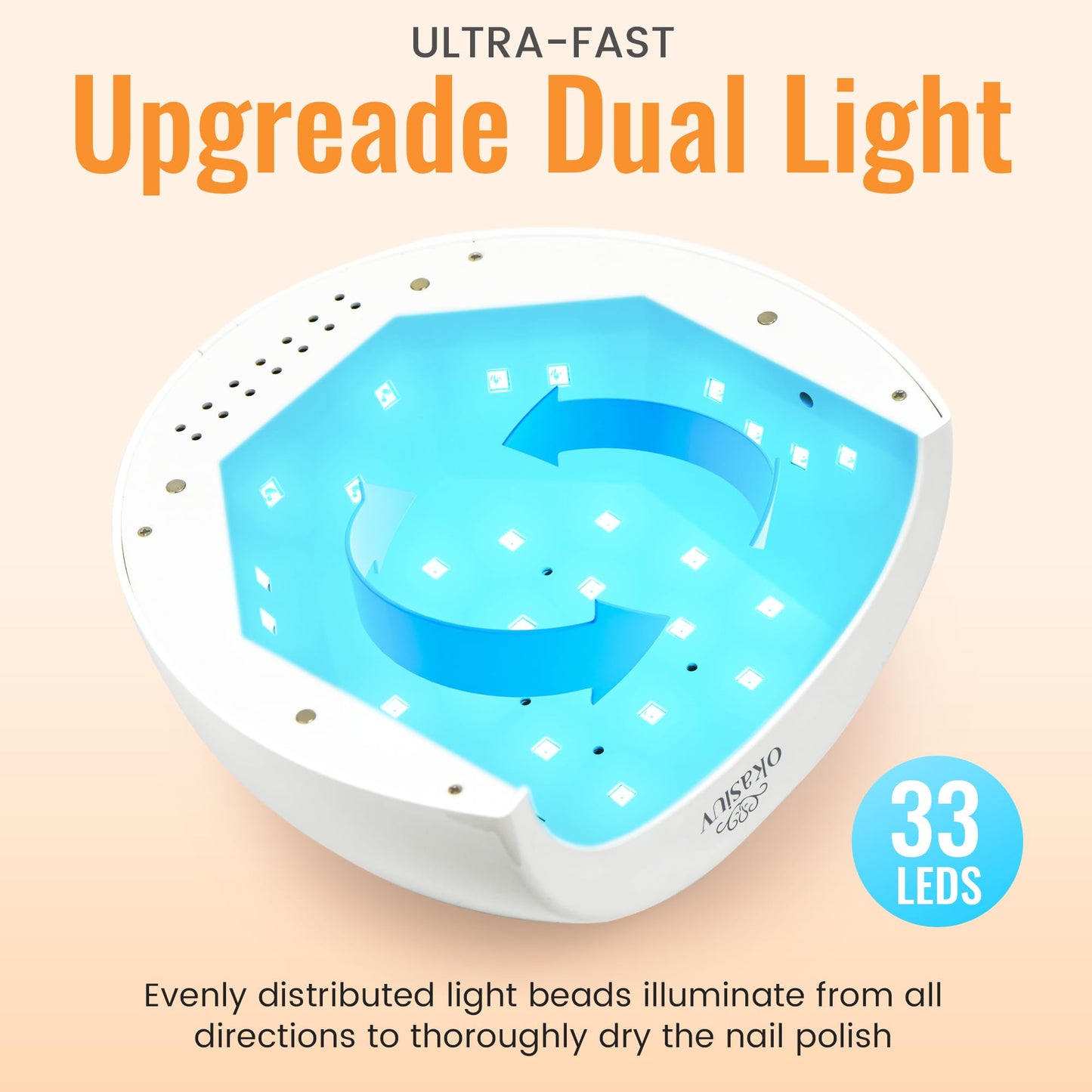 Okasiuv Rechargeable UV LED Nail Lamp with Diamond Design & Touch Control - 3 Timer Settings, Fast Curing for All Gel Polishes, Portable UV Nail Dryer for Professional Salon & Home