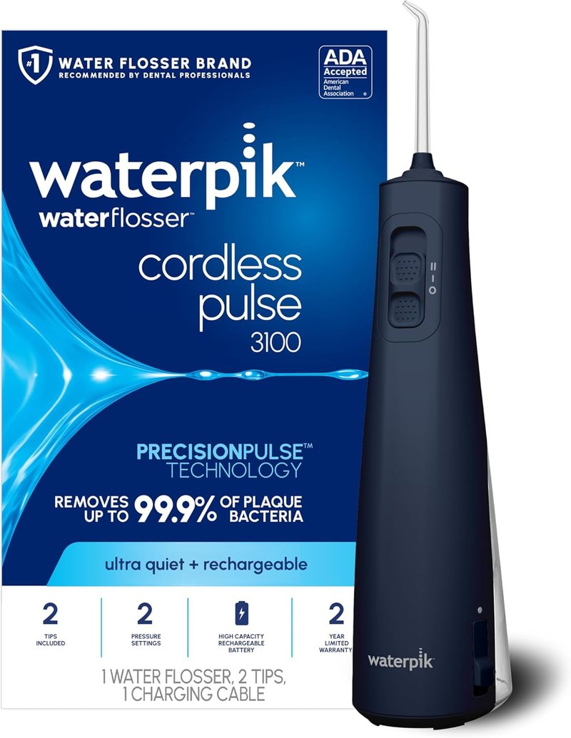 Waterpik Cordless Pulse 3100 Portable Water Flosser - Rechargeable, Waterproof, ADA Accepted | Ideal for Teeth, Gums, Braces Care