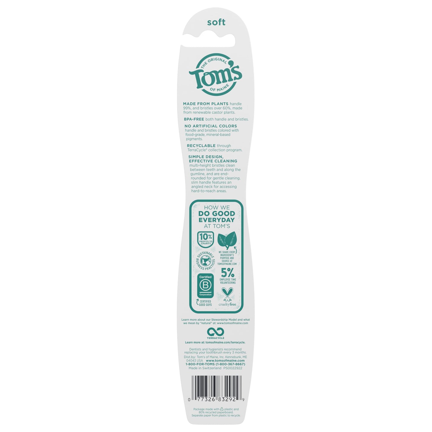 Tom's of Maine Naturally Clean Toothbrush, Soft, 4-Pack
