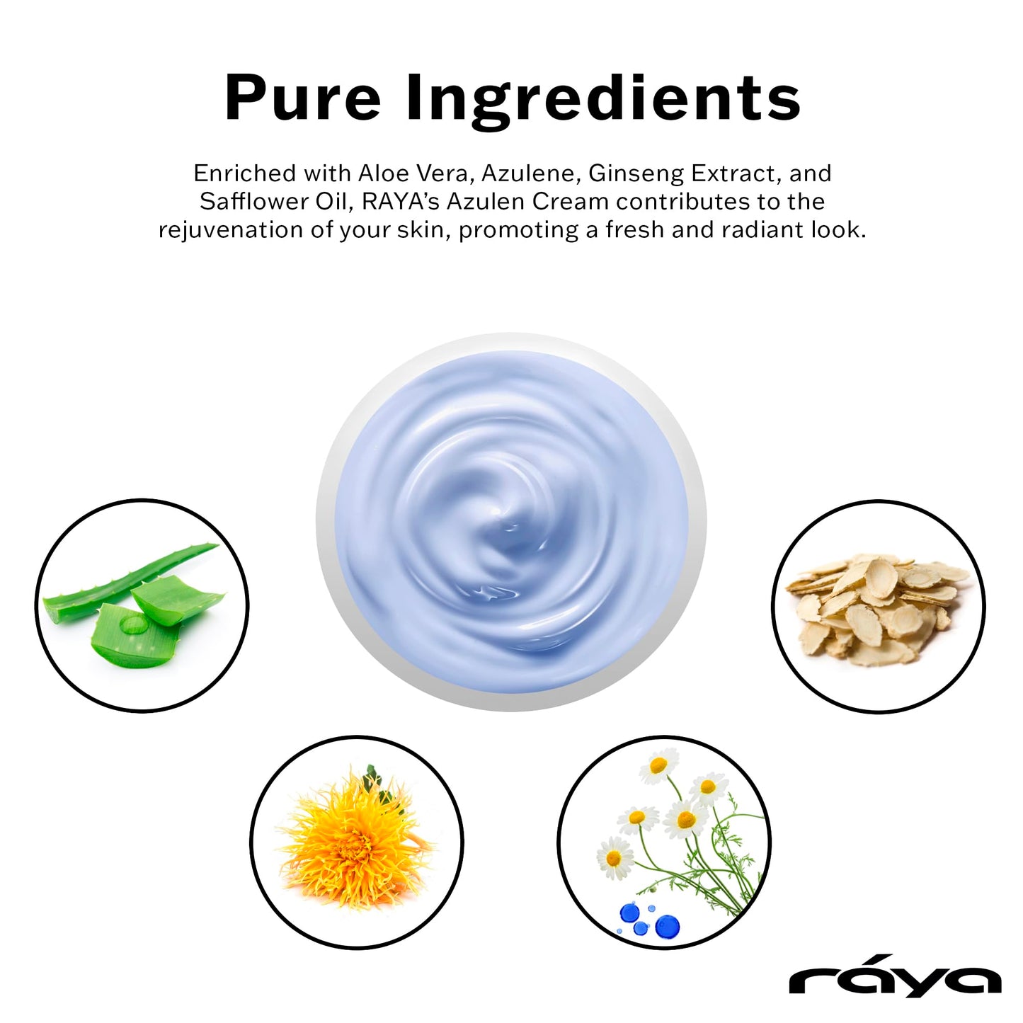 Raya Azulen Cream (301) | Moisturizing Day and Night Face Cream for Combination and Sensitive Skin | Refines, Tones, and Tightens | Made with Soothing Azulene