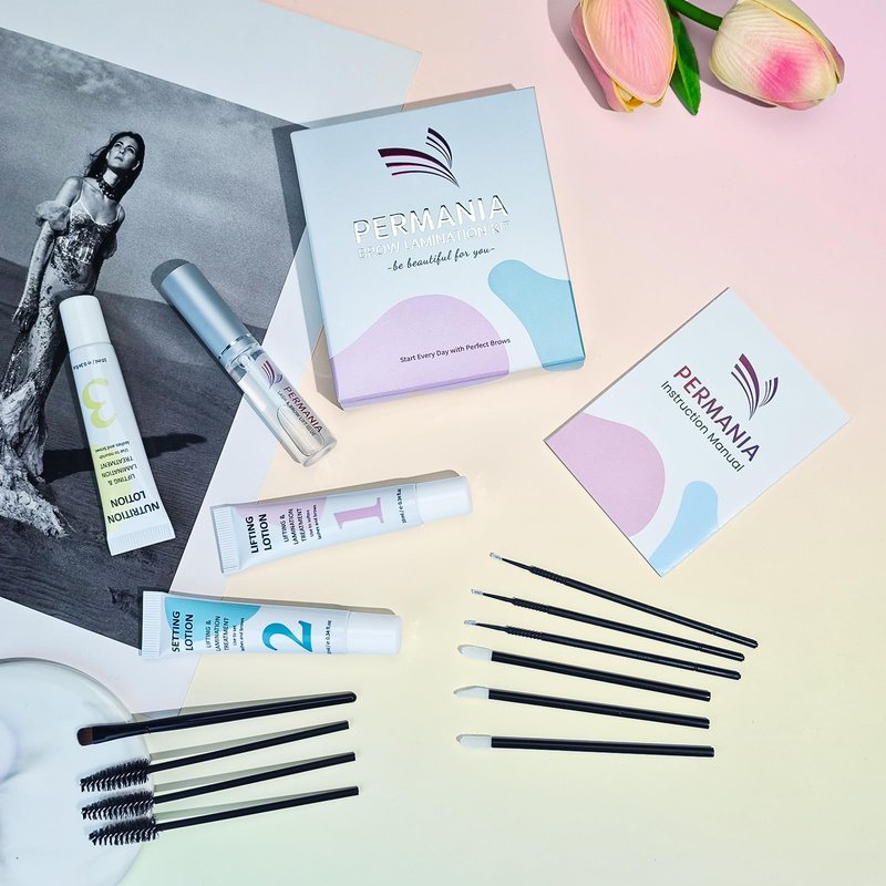 PERMANIA Brow Lamination Kit, Tube Design Instant Perm for Fuller & Thicker Eyebrows Salon Result lasts 4 weeks