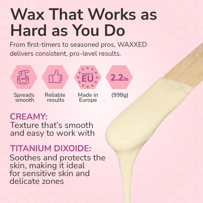 WAXXED Cream Hard Wax Beads 2.2LB – Professional Cream Hard Wax for Hair Removal – Titanium Dioxide Infused Wax Beads for Sensitive Skin – Smooth Application & Clean Removal – Salon & Home Use