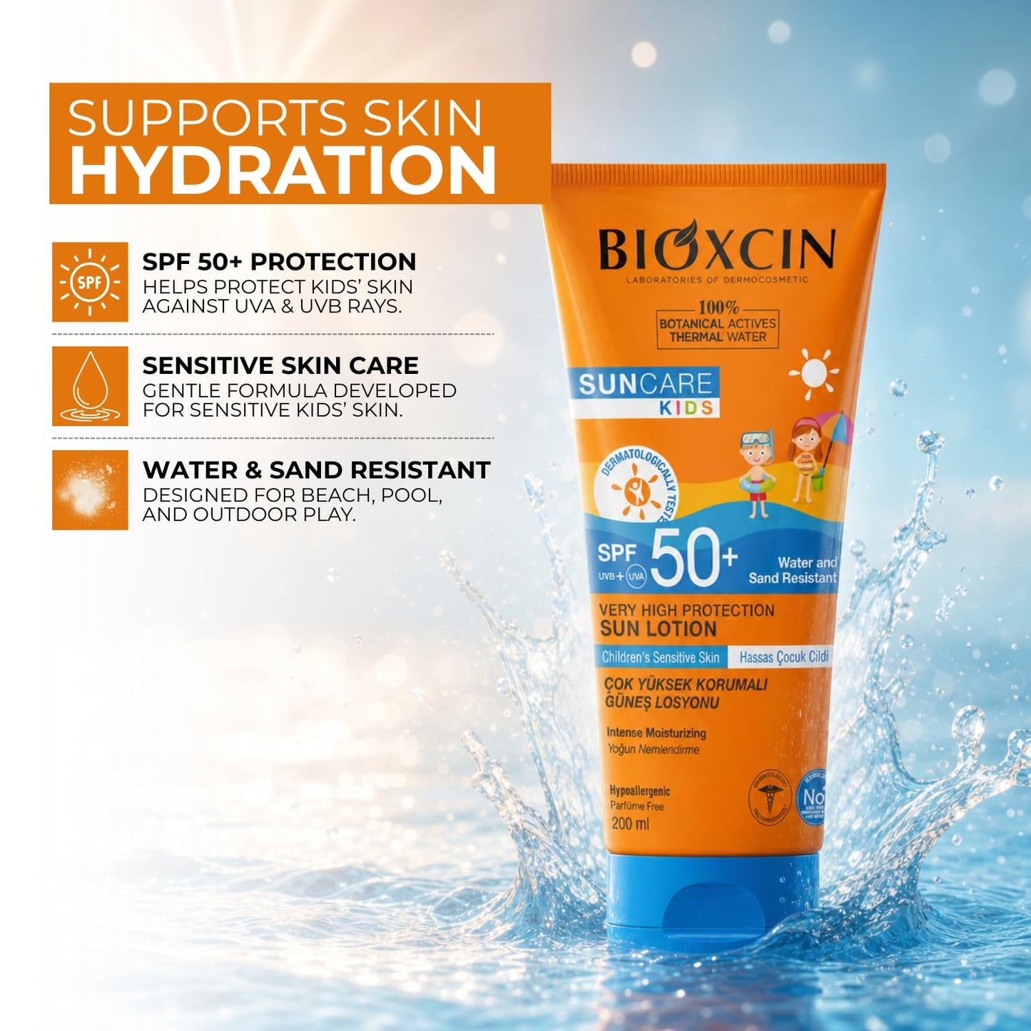 BIOXCIN Sun Care Very High Protection Children's Sunscreen 100% Botanical Active, 50 SPF, 200 ml