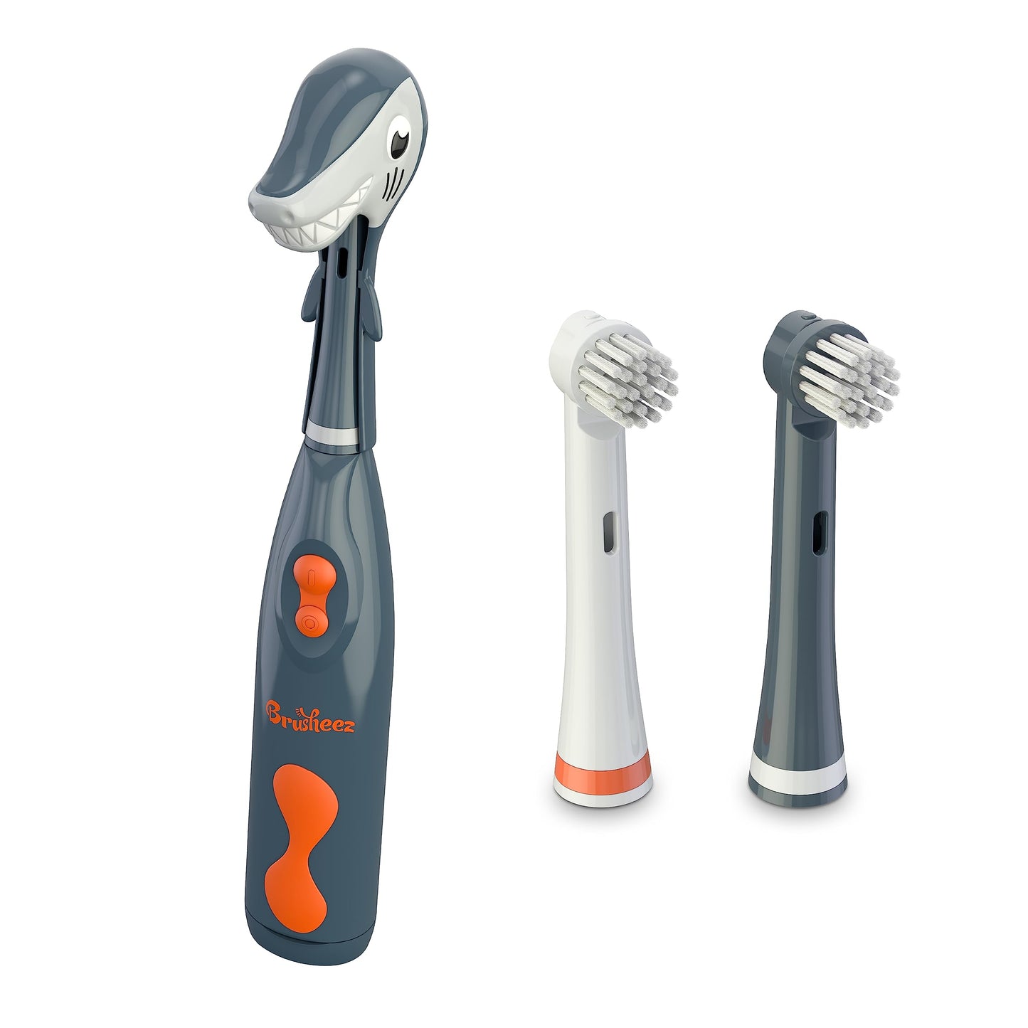 Brusheez Kid's Electric Toothbrush Set & Replacement Heads 2 Pack - Shadow the Shark