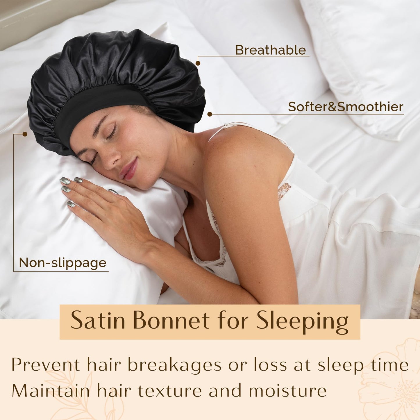 Satin Bonnet Set Includes 1 Satin Bonnet for Man Women(Black) and 1Satin Bonnet for Women(Green)