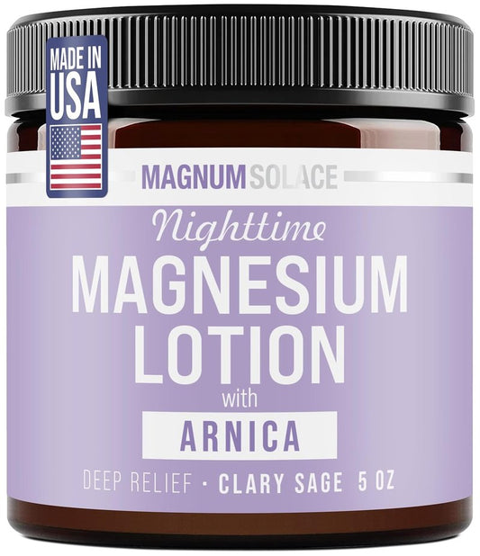 Magnum Solace Magnesium Lotion for Nighttime Relief - Soothing Arnica Formula for Muscles & Joints | Skin-Friendly Application