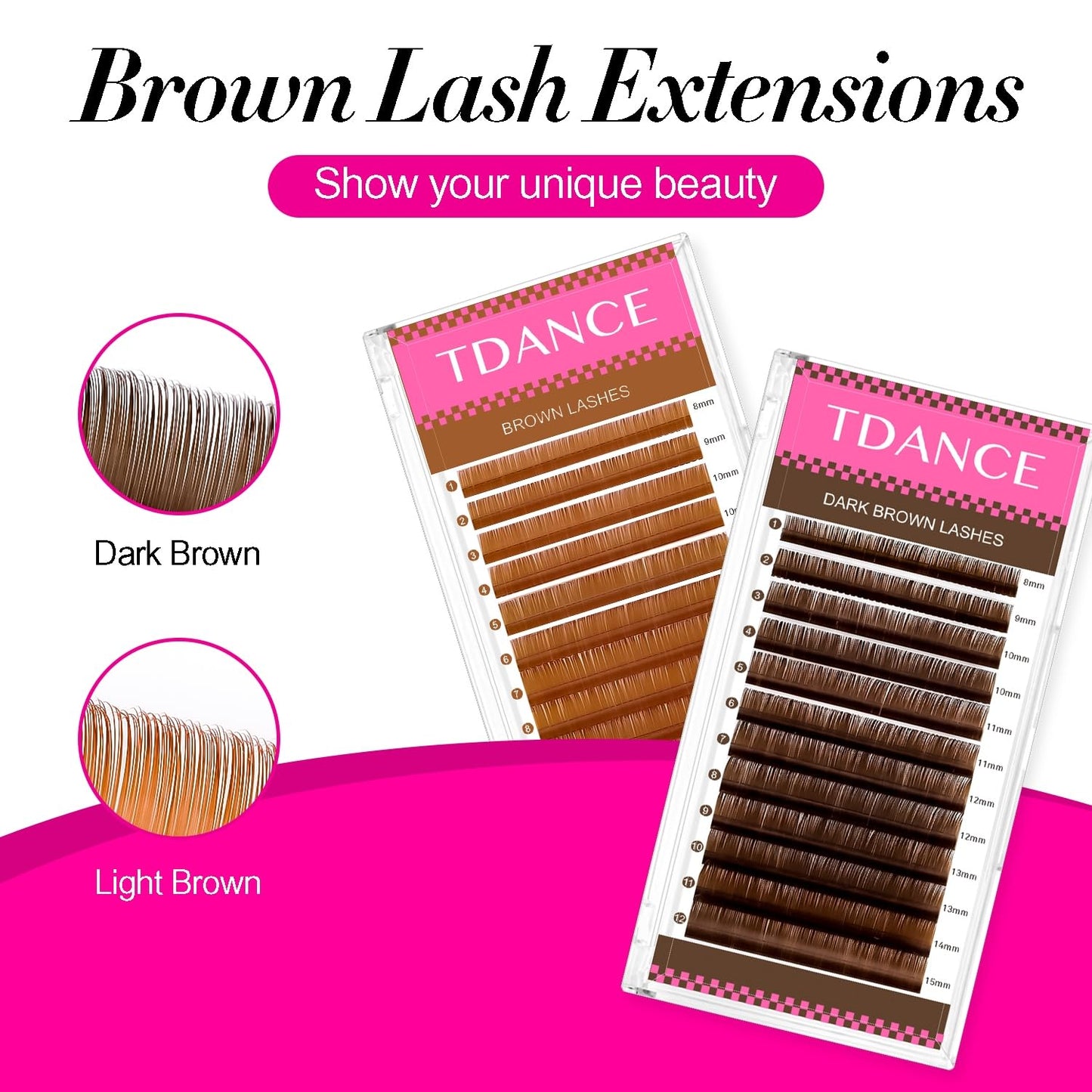 TDANCE Dark Brown Lash Extensions Colored Lash Extensions 0.03/0.05/0.07/0.1/0.15mm C/CC/D/DD/J/B/L Curl Premium Brown Eyelash Extensions Salon Use (Dark Brown,0.05-CC,8-15mm)