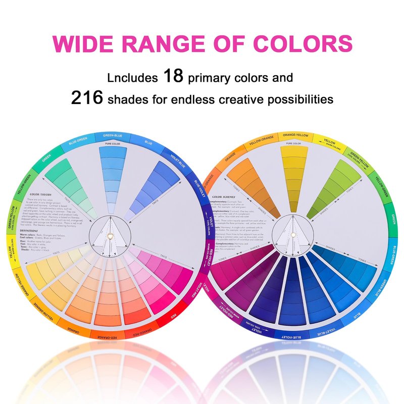 Color Wheel, Creative Color Wheel, Paint Mixing Learning Guide, Art Class Teaching Tool for Makeup Blending Board Chart Mix Colours 9.1 Inch