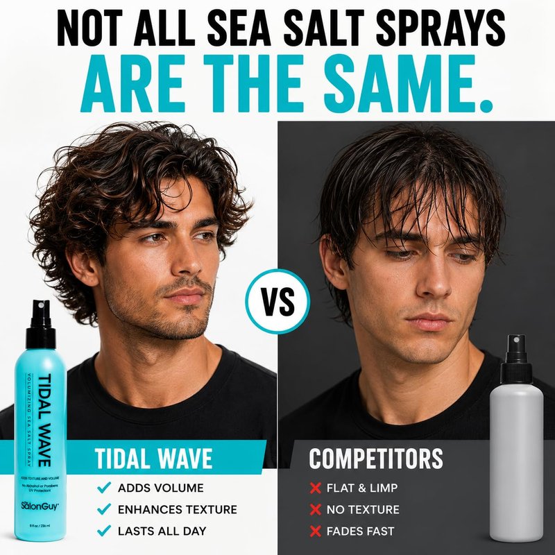 THESALONGUY Tidal Wave Sea Salt Spray for Hair – Volumizing & Texturizing Beach Wave Spray for Men & Women | Matte Finish, Light Hold, Alcohol-Free | All Hair Types | 8 oz