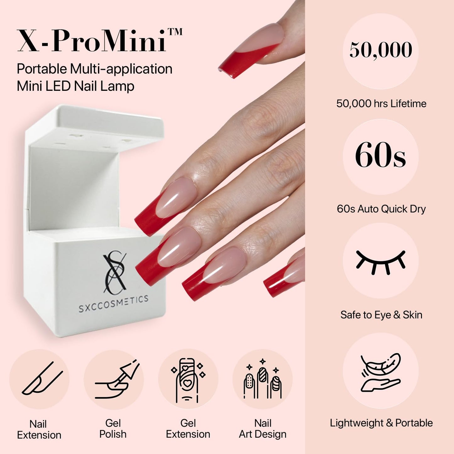 SXC Cosmetics French Tip Press On Nails – Red Series, Extra Short Almond Fake Nails X-Pro Tips Starter Kit | 160PCS, 16 Sizes, 5 Styles, Beginner-Friendly