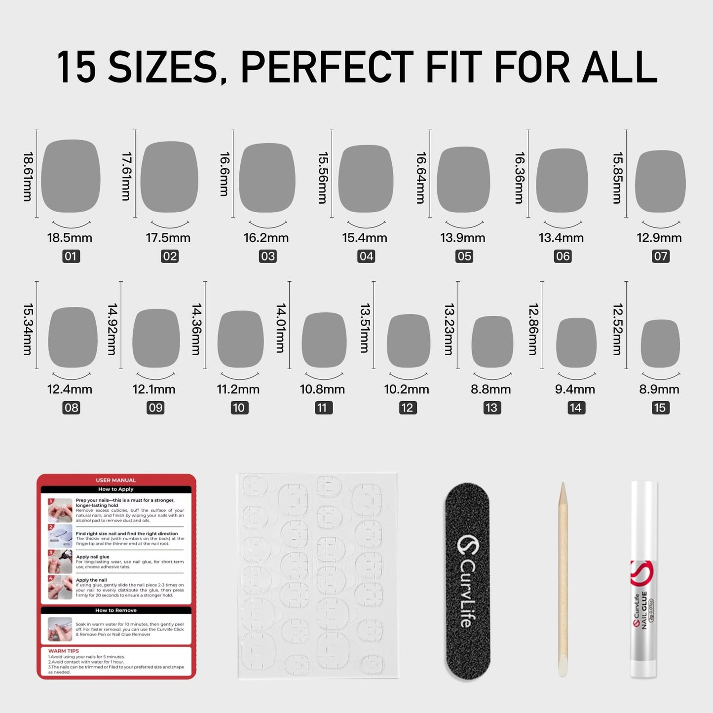 Soft Gel Press on Nails, Fake Nails with Bright-Pink and semi solid nail glue kit