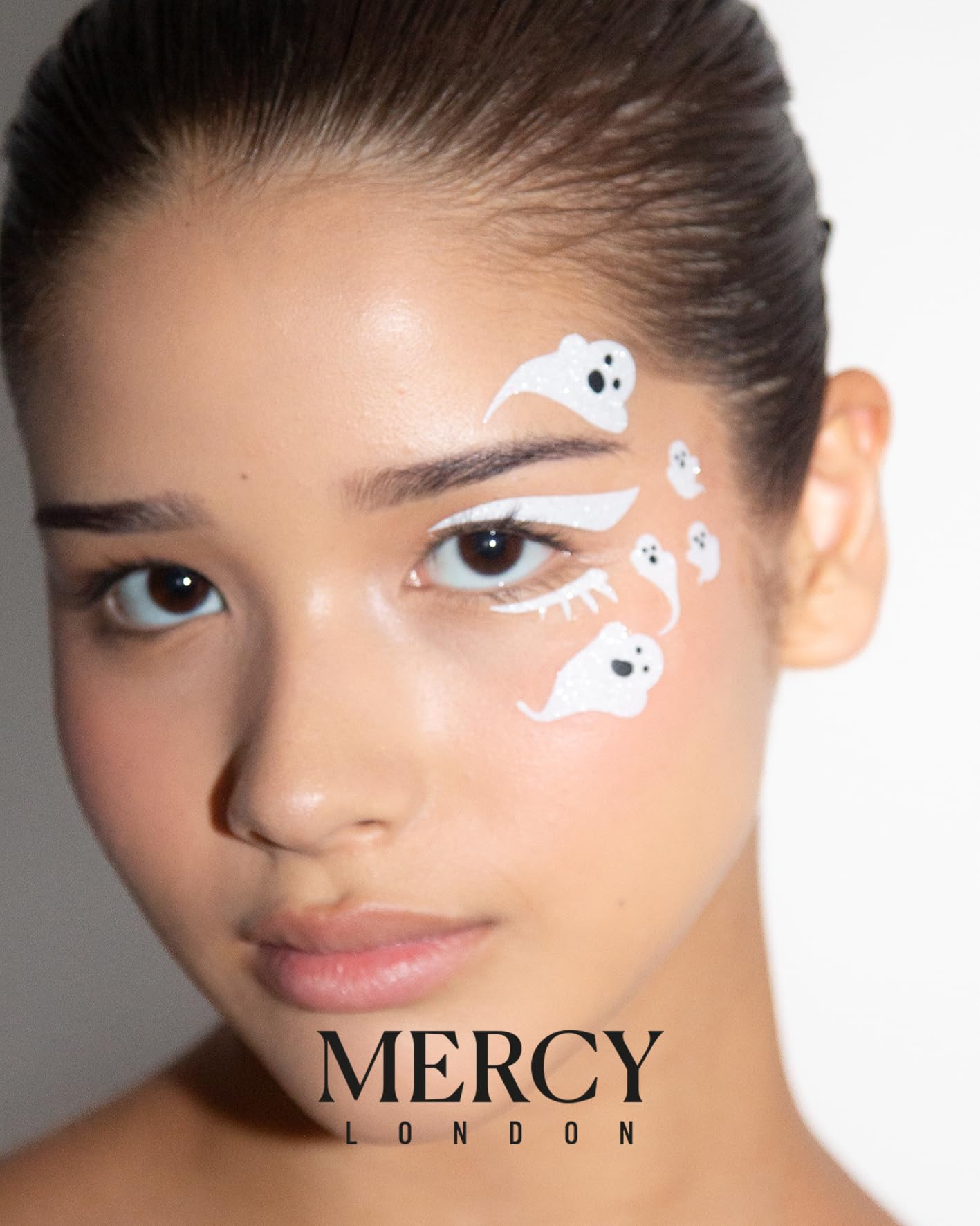 Ghosts Face Stickers by Mercy London Holiday Accessories Face Gems Jewels All In One Stick On Halloween