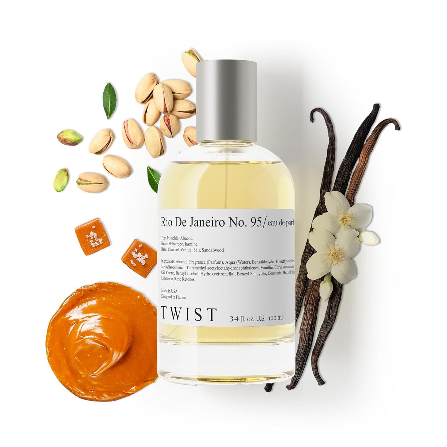 Twist Rio De Janeiro No. 95 | Long Lasting Women's Perfume Inspired by S. D. Janeiro's 62 Pistachio & Salted Caramel - 100 ml | 3.4 fl. oz.
