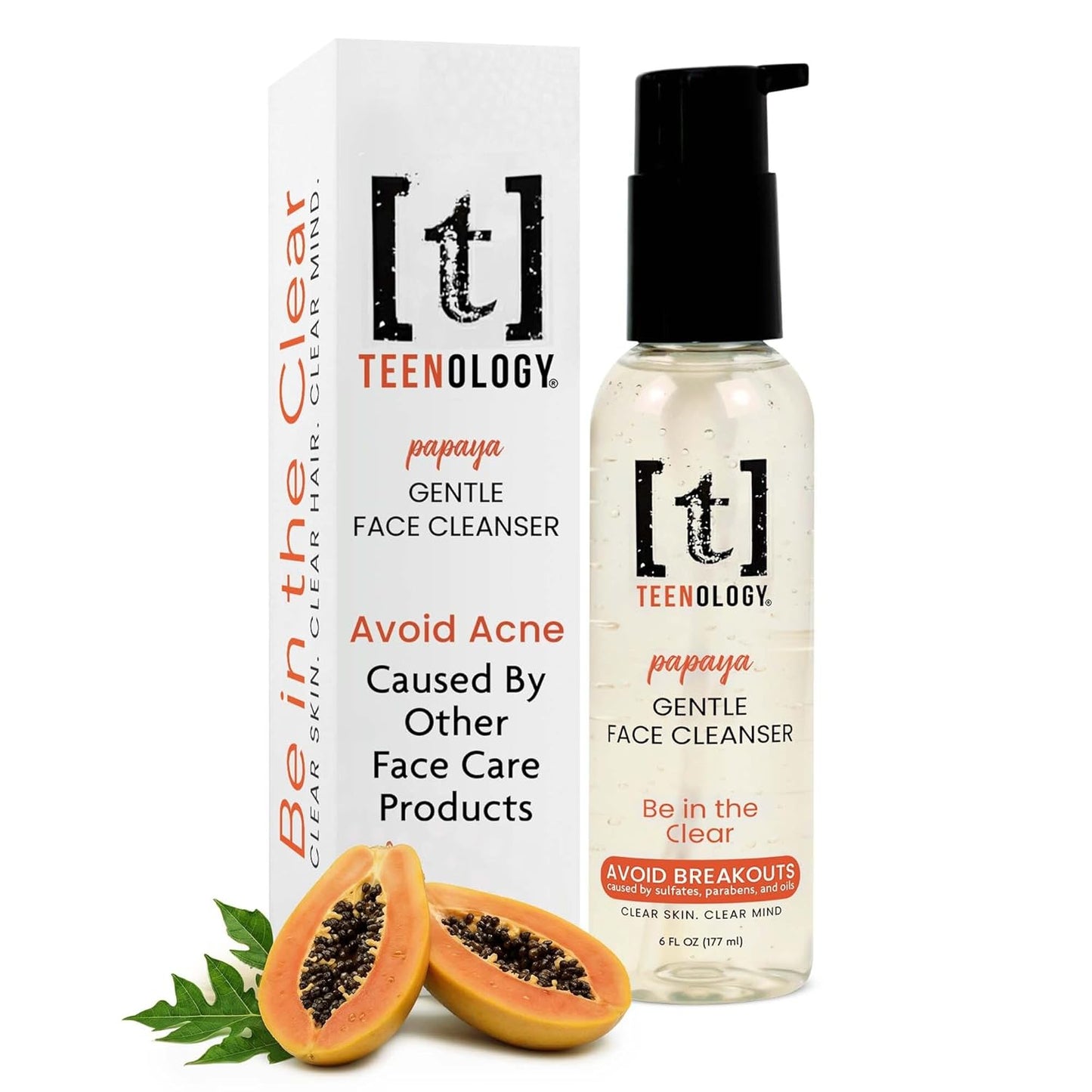 Gentle Face Cleanser for Teens - Natural Botanical Extracts for Clear Skin | 6 oz - Fresh Papaya