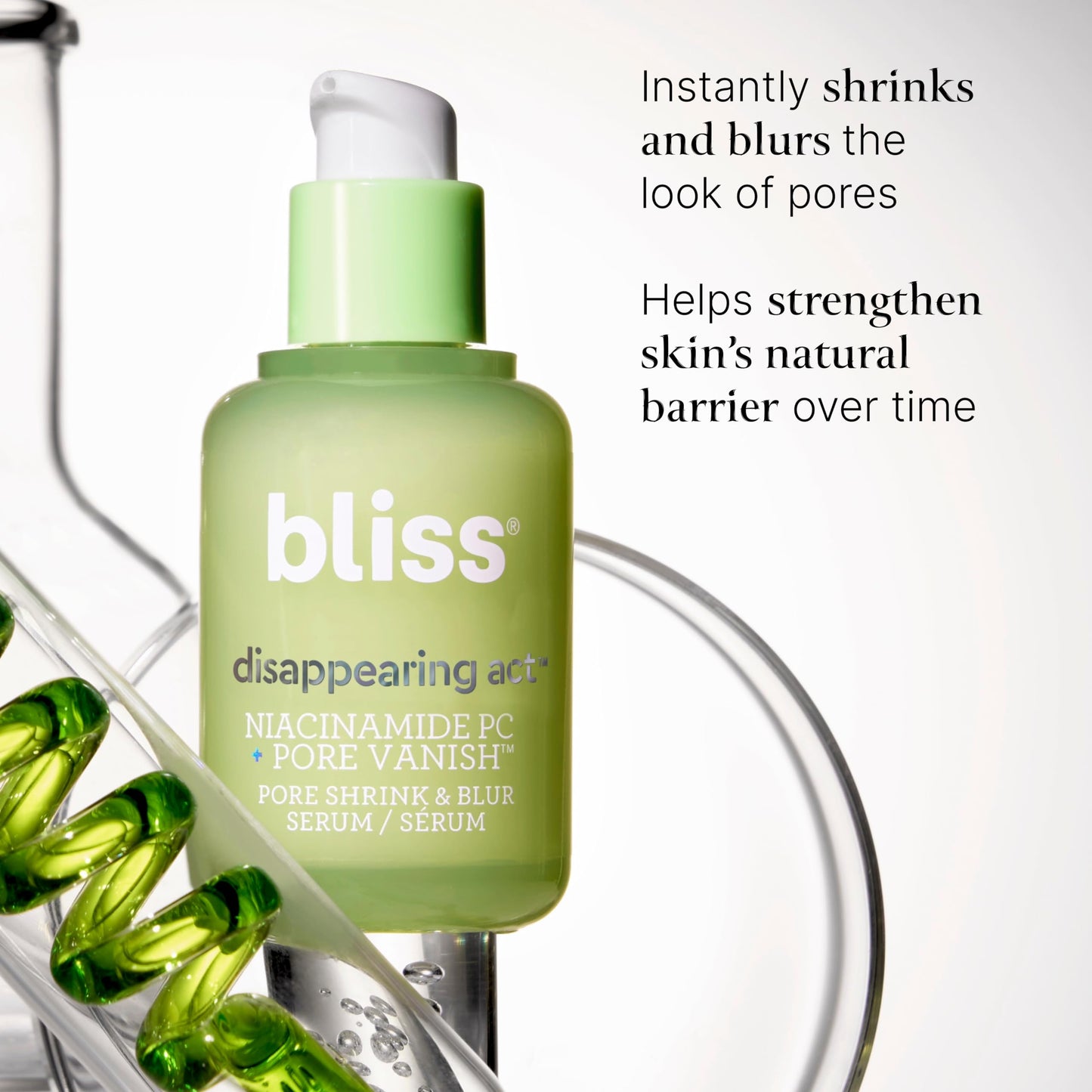 Bliss Niacinamide Disappearing Act Face Serum + Glow Rush Luminous Moisturizer: Daily Pore Minimizer & Brightening Moisturizer for Radiant Skin