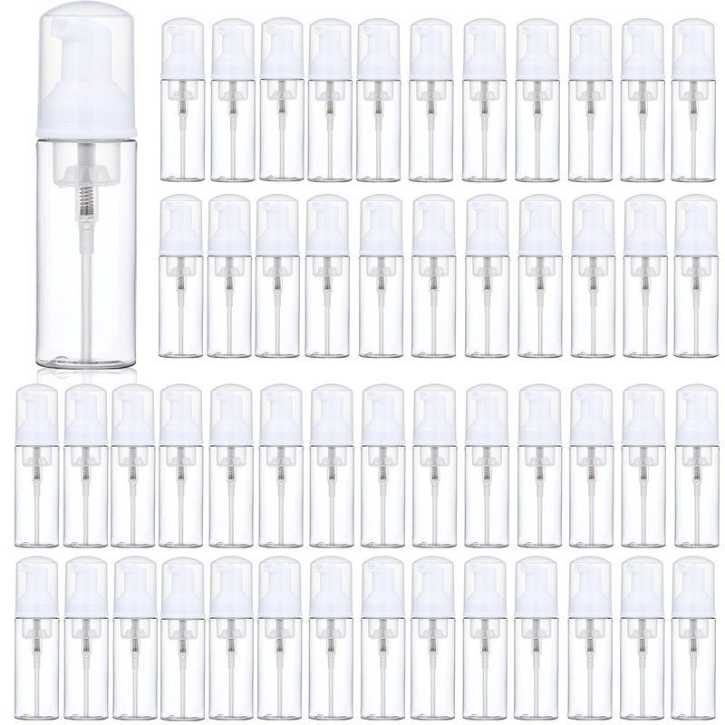 35 Pack 2 oz Foam Pump Bottles, 60ml Clear Refillable Travel Bottles for Hand Soap, Lash Shampoo, Foaming Cleanser and Liquid Soap